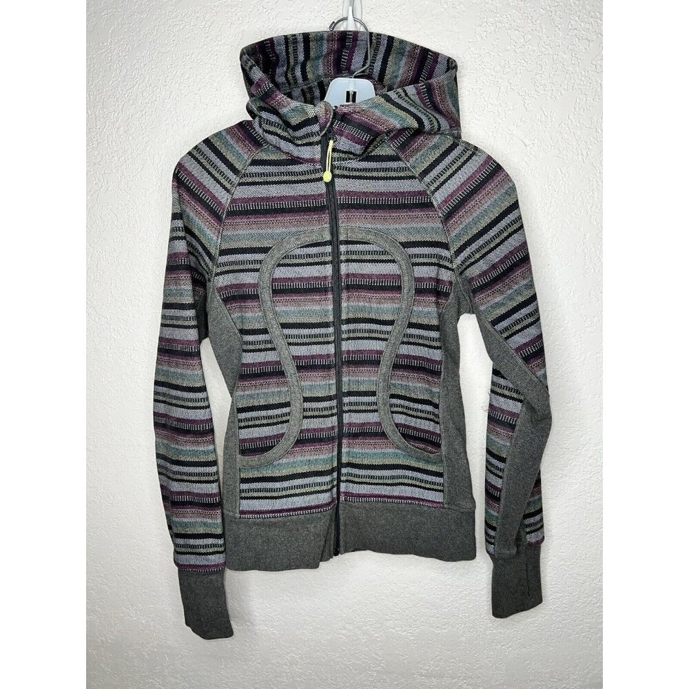 lululemon athletica Striped Gray and Purple Hoodie